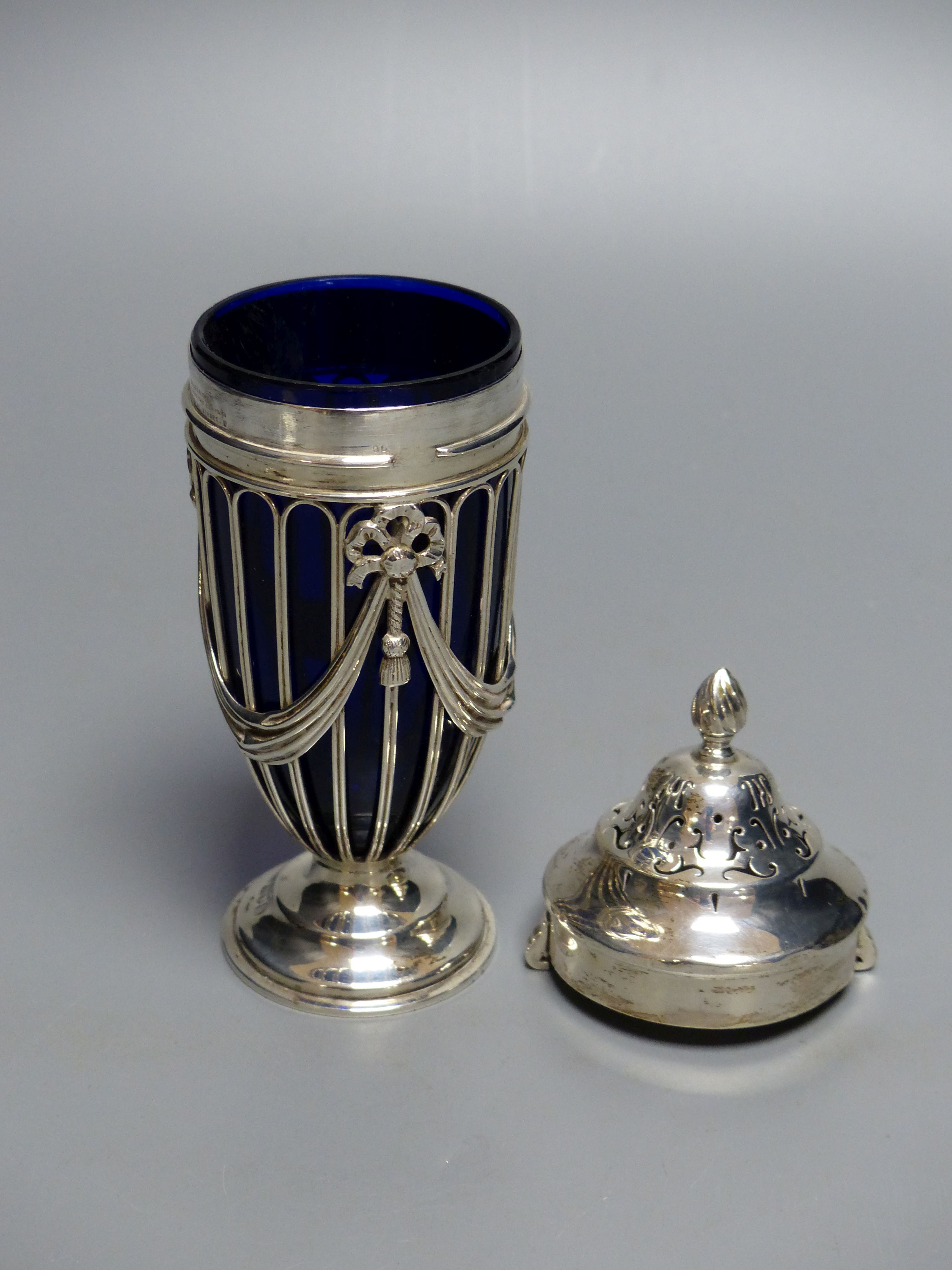 An Edwardian silver pedestal sugar sifter of Neo-Classical design,